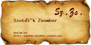 Szoták Zsombor névjegykártya